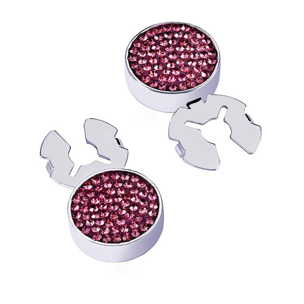 Forcehold starry sky full ROSE PINK zircon silver BUTTON COVER for Tuxedo Business Formal Shirts 17.5MM one pair