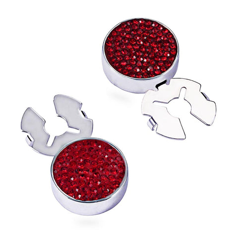 Forcehold starry sky full RED zircon silver BUTTON COVER for Tuxedo Business Formal Shirts 17.5MM one pair