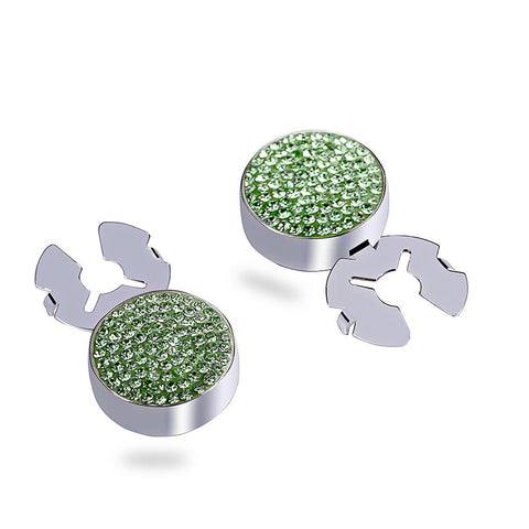 Forcehold starry sky full with Green zircon silver BUTTON COVER for Tuxedo Business Formal Shirts 17.5MM one pair