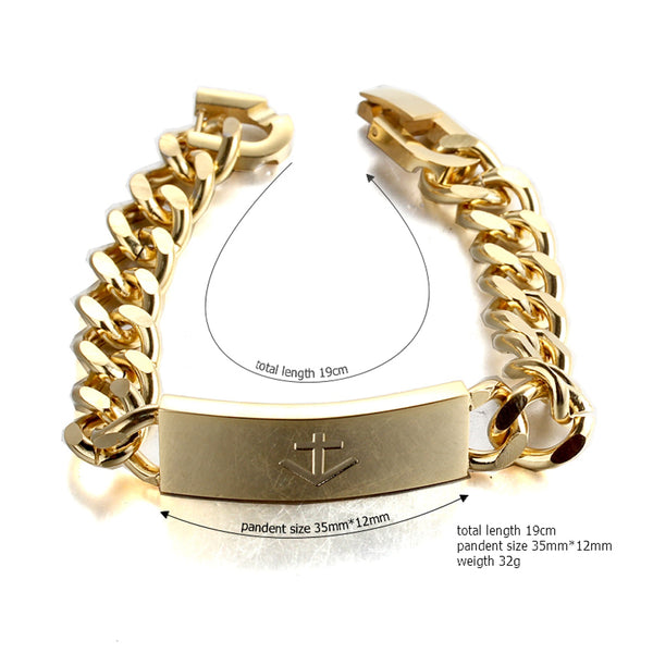 nautical anchor GOLD stainless steel fashion chain bracelet