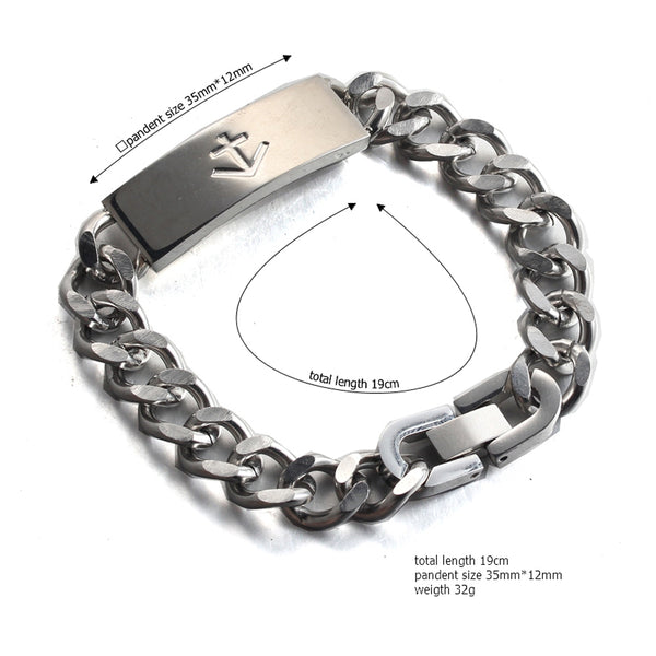 nautical anchor  stainless steel fashion chain bracelet