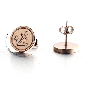 nautical anchor rose gold stainless steel fashion Stud earring