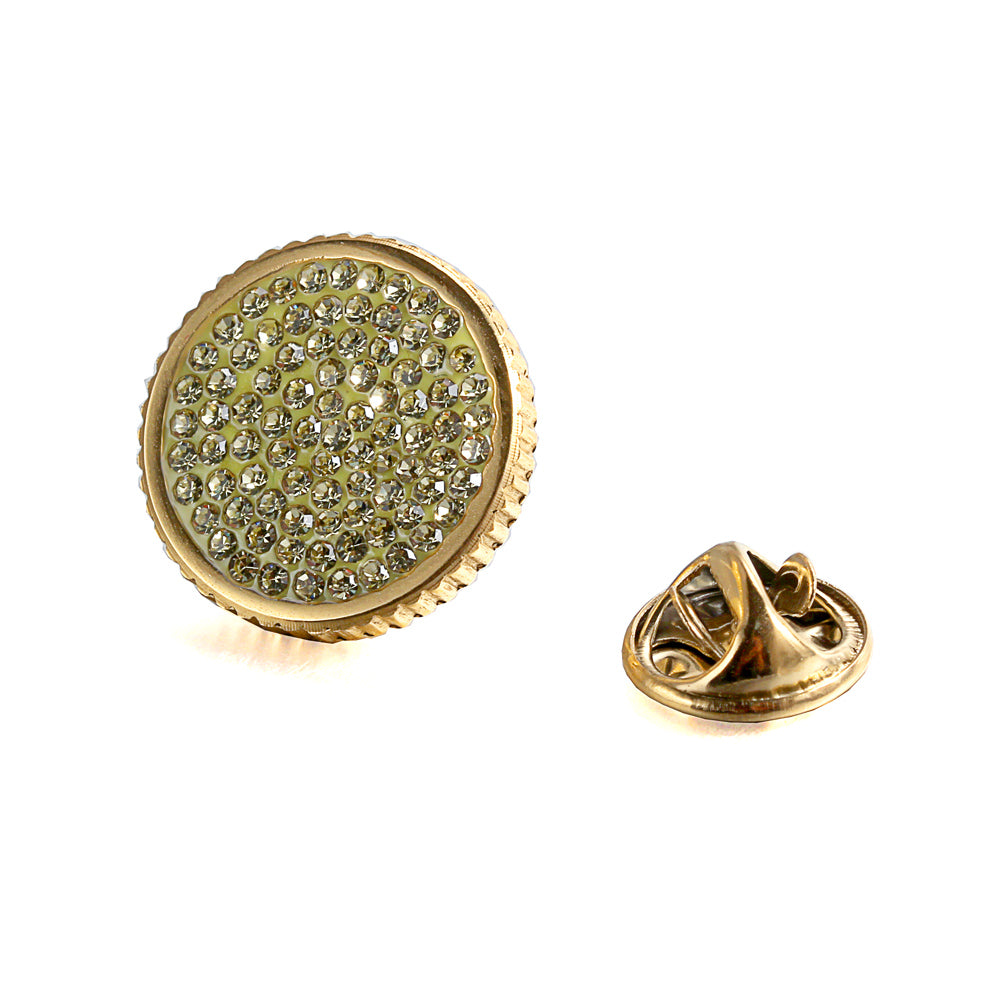 Starry Sky Full Light Yellow Crystal Gold Stainless Steel Lady Women Brooch