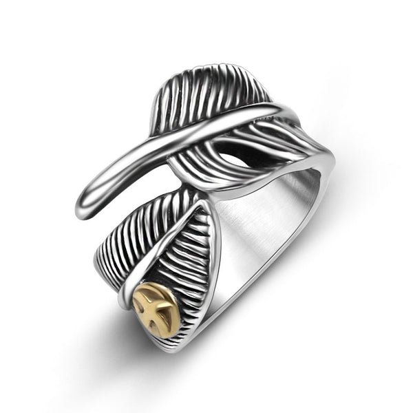 Dove Peace Old Feather Opening Titanium Steel Ring