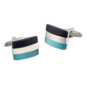 blue black color Silver Plated Cufflinks