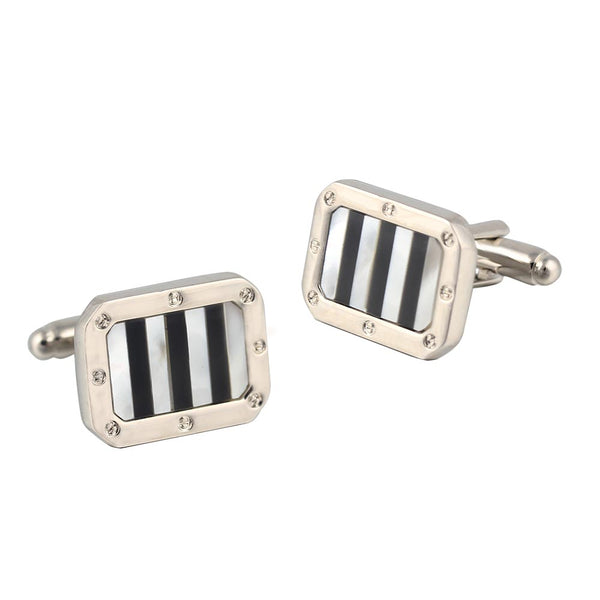 Mother of Pearl Puzzle Opal Silver Plated Cufflinks