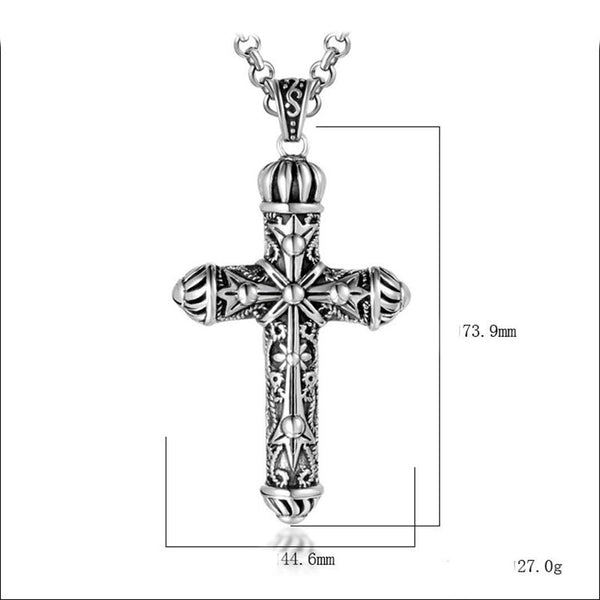 Crown Cross Pattern Cast Titanium Steel Men Necklace
