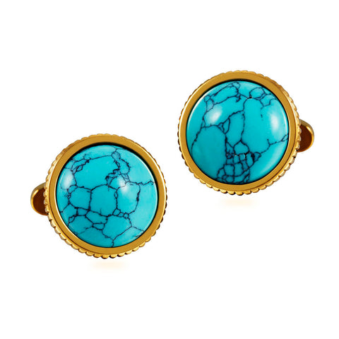 Classical texture green turquoise Casting Serrated  stainless steel 316L cufflinks for Tuxedo Business Formal Shirts one pairs