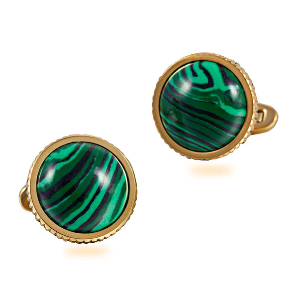Natural malachite stone malachite green stainless casting serrated steel 316L cufflinks for Tuxedo Business Formal Shirts one pairs